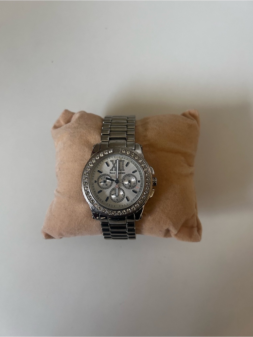 Juicy Couture Silver Crystal Accent Chronograph Watch